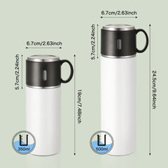 350ml Stainless Steel Bottle with Cup Lid - White