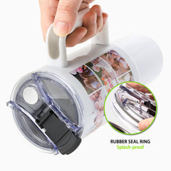 Mega 40oz Travel Mug with Plastic Handle - White