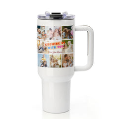 Mega 40oz Travel Mug with Plastic Handle - White