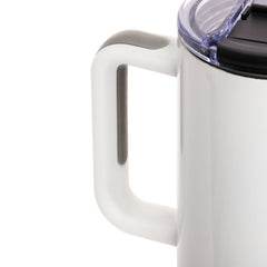 Mega 40oz Travel Mug with Plastic Handle - White