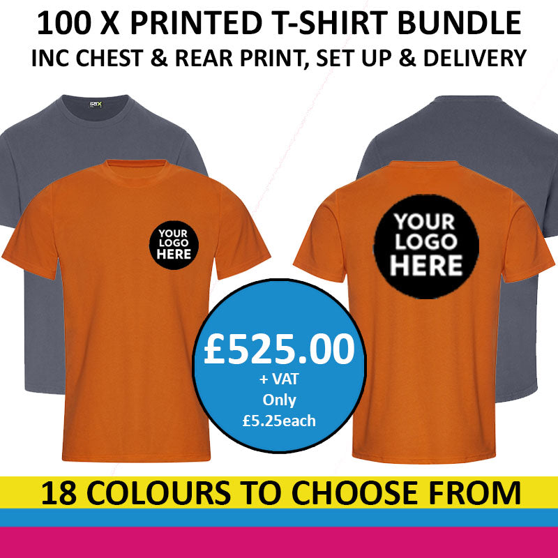 100 x Rtx Pro T-Shirts inc Chest & Rear Print