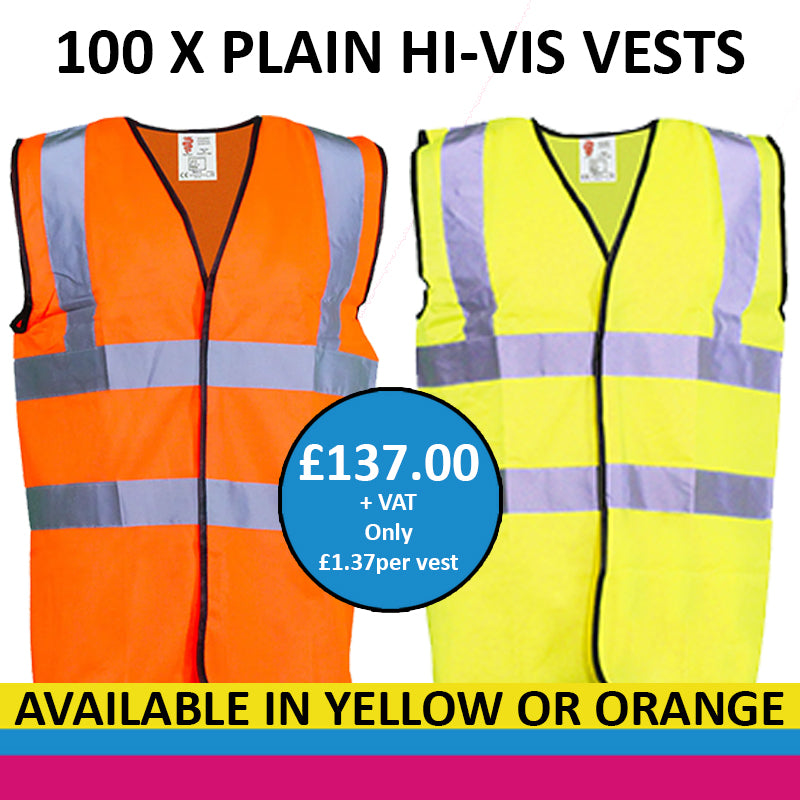 100 x Hi-Vis Vest - Plain