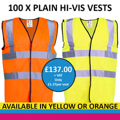 100 x Hi-Vis Vest - Plain