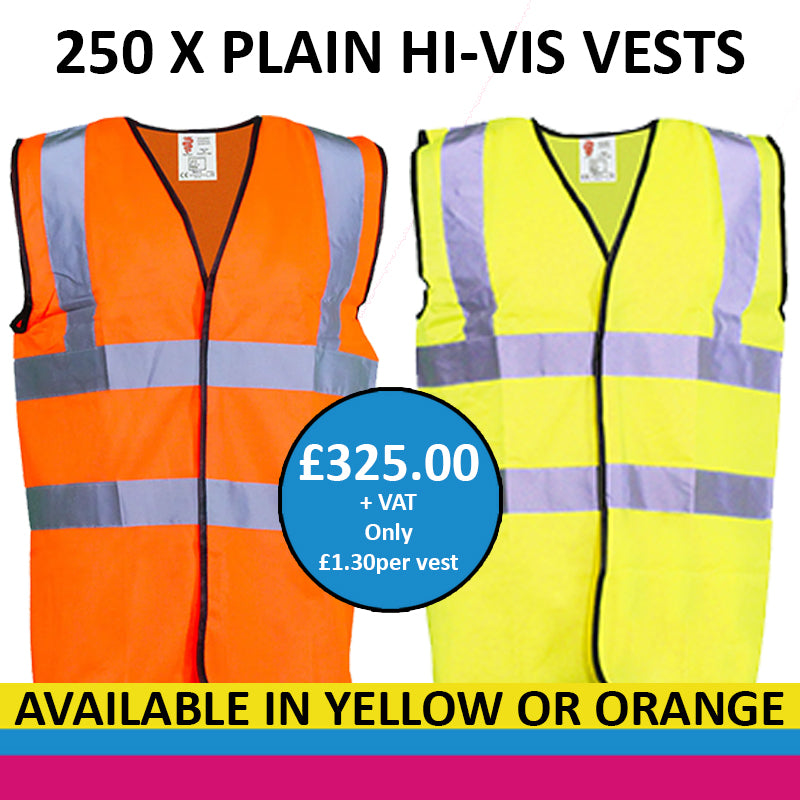 250 x Hi-Vis Vest - Plain