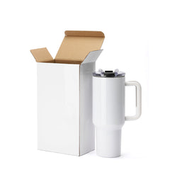 Mega 40oz Travel Mug with Plastic Handle - White
