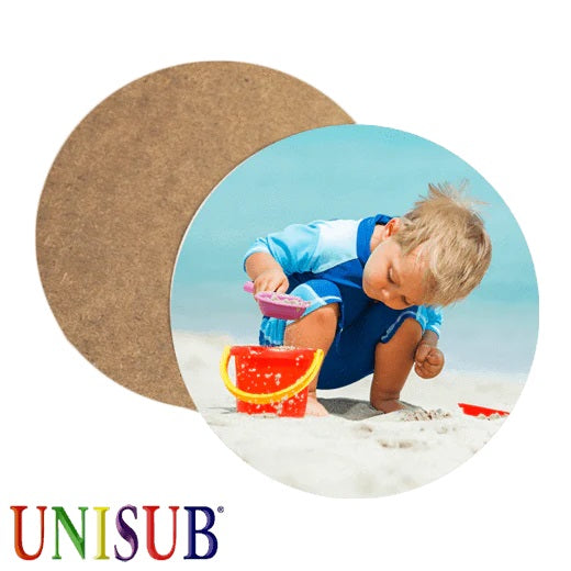 Printed UniSub Round Hardboard Coaster 9cm